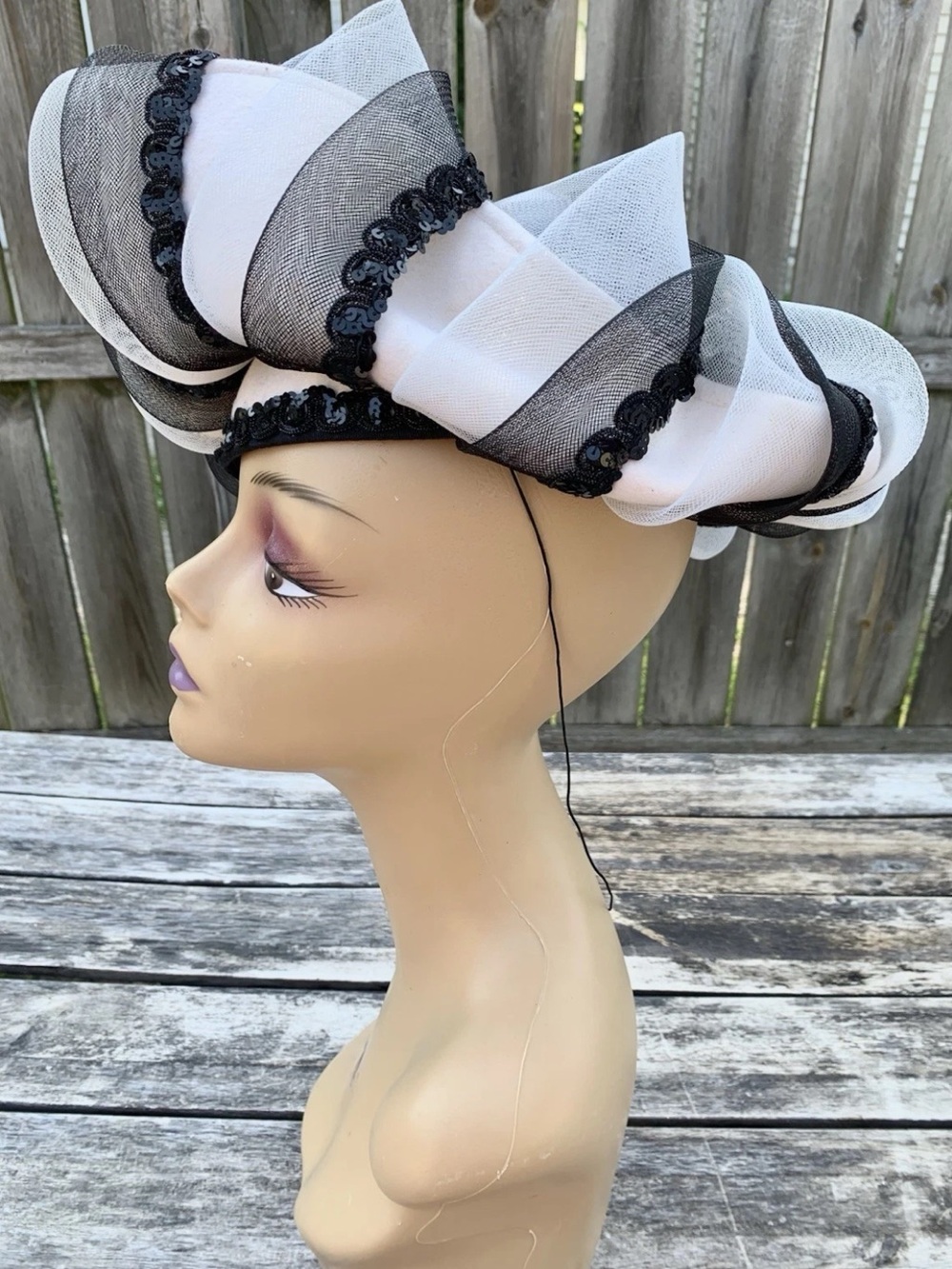 Vintage Deborah NY Crinoline Halo Saucer Wedding Derby Church Hat - Picture 3 of 6
